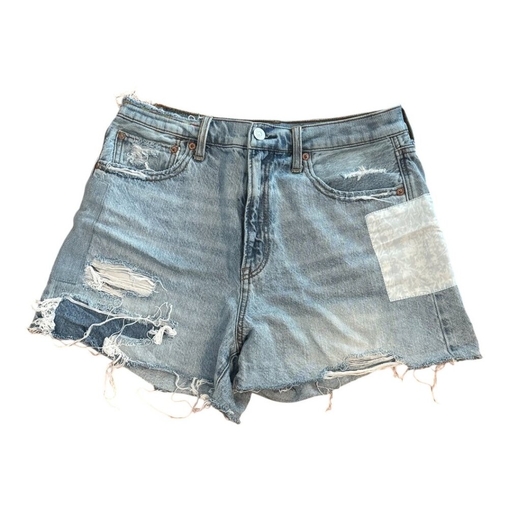 American Eagle Patchwork Festival Blue Denim Shor… - image 1